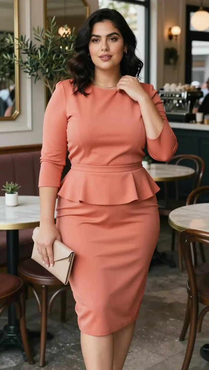 Coral Peplum Sheath Dress