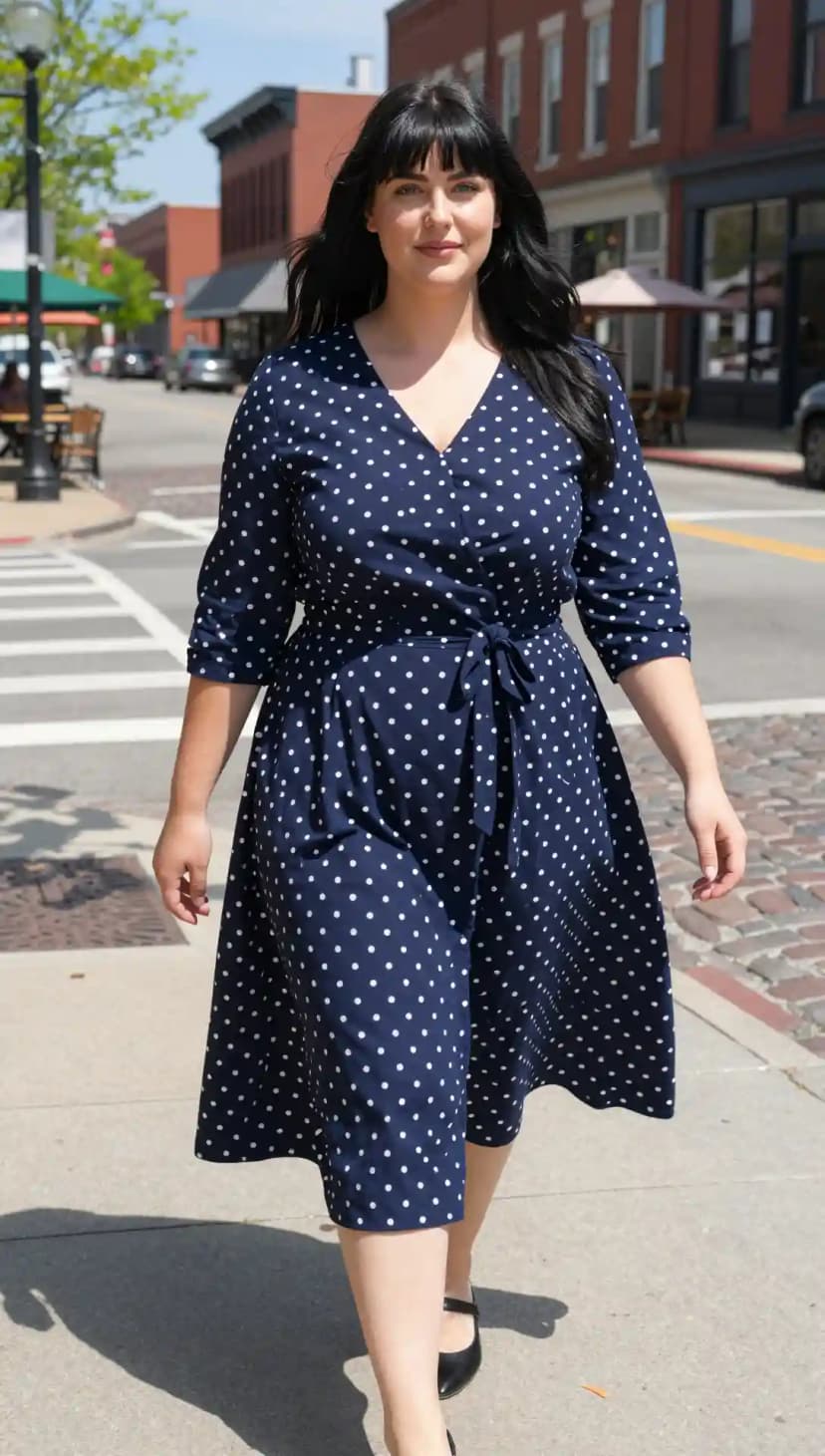 Navy Polka Dot Cotton Dress