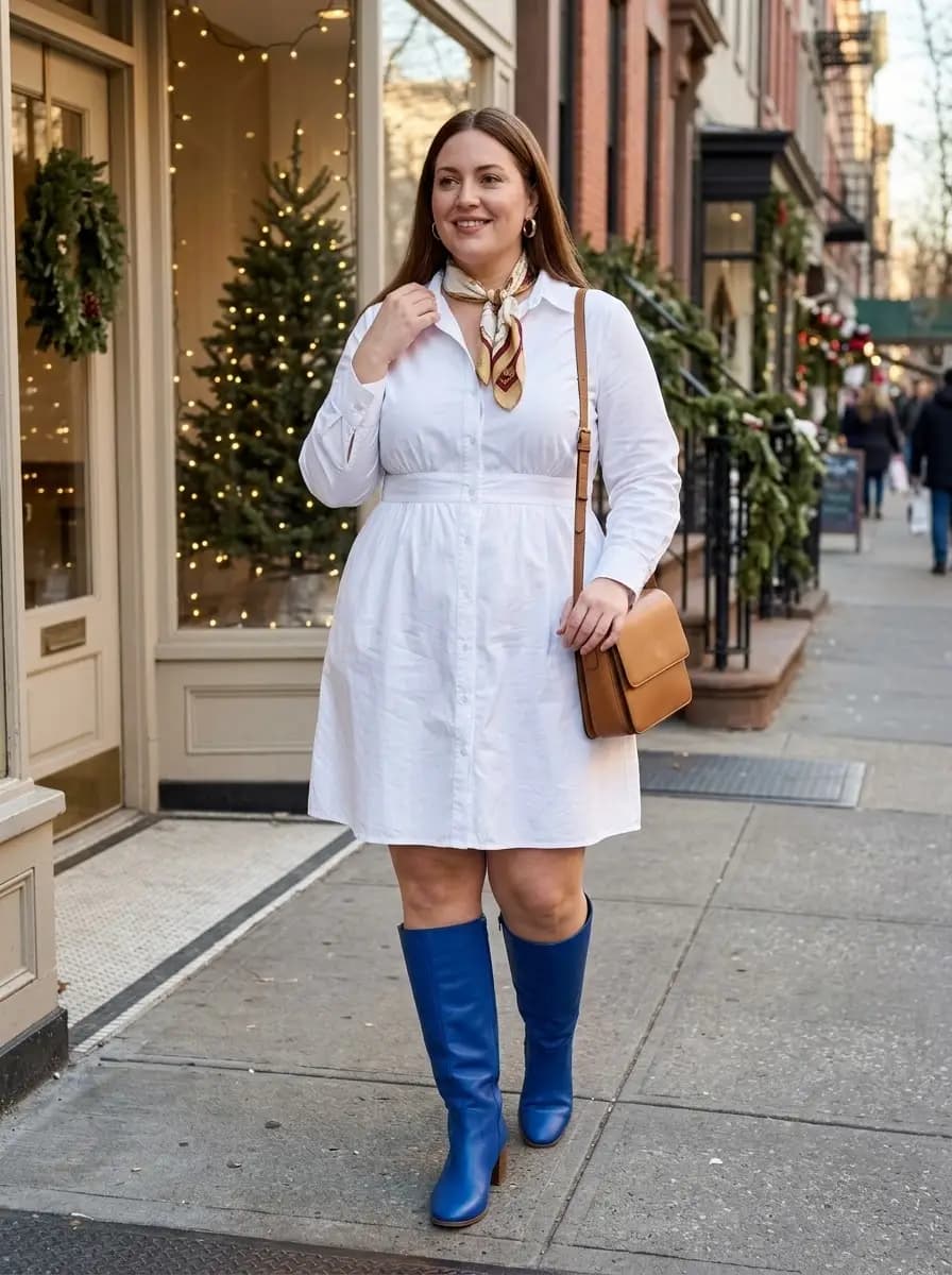 White Long Sleeve Shirtdress