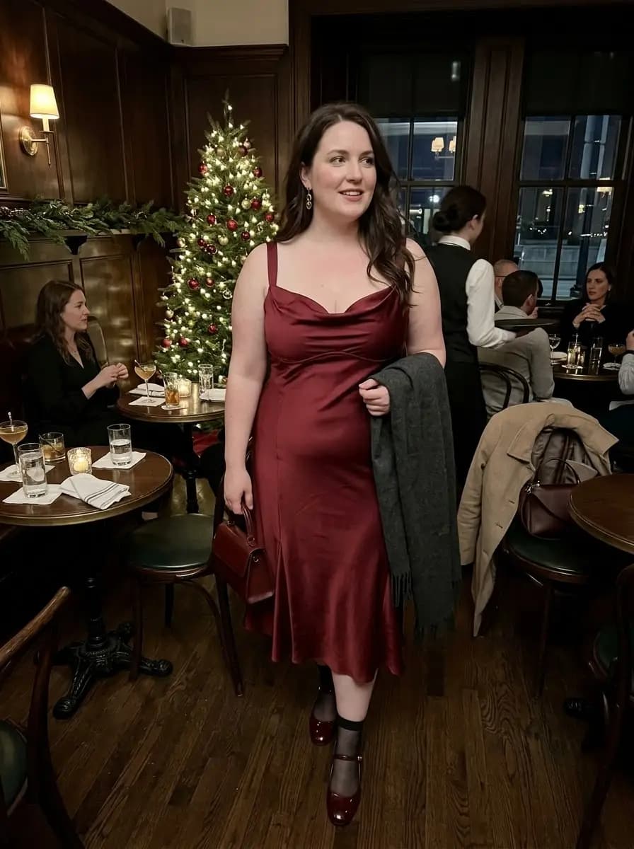 Burgundy Satin Slip Dress