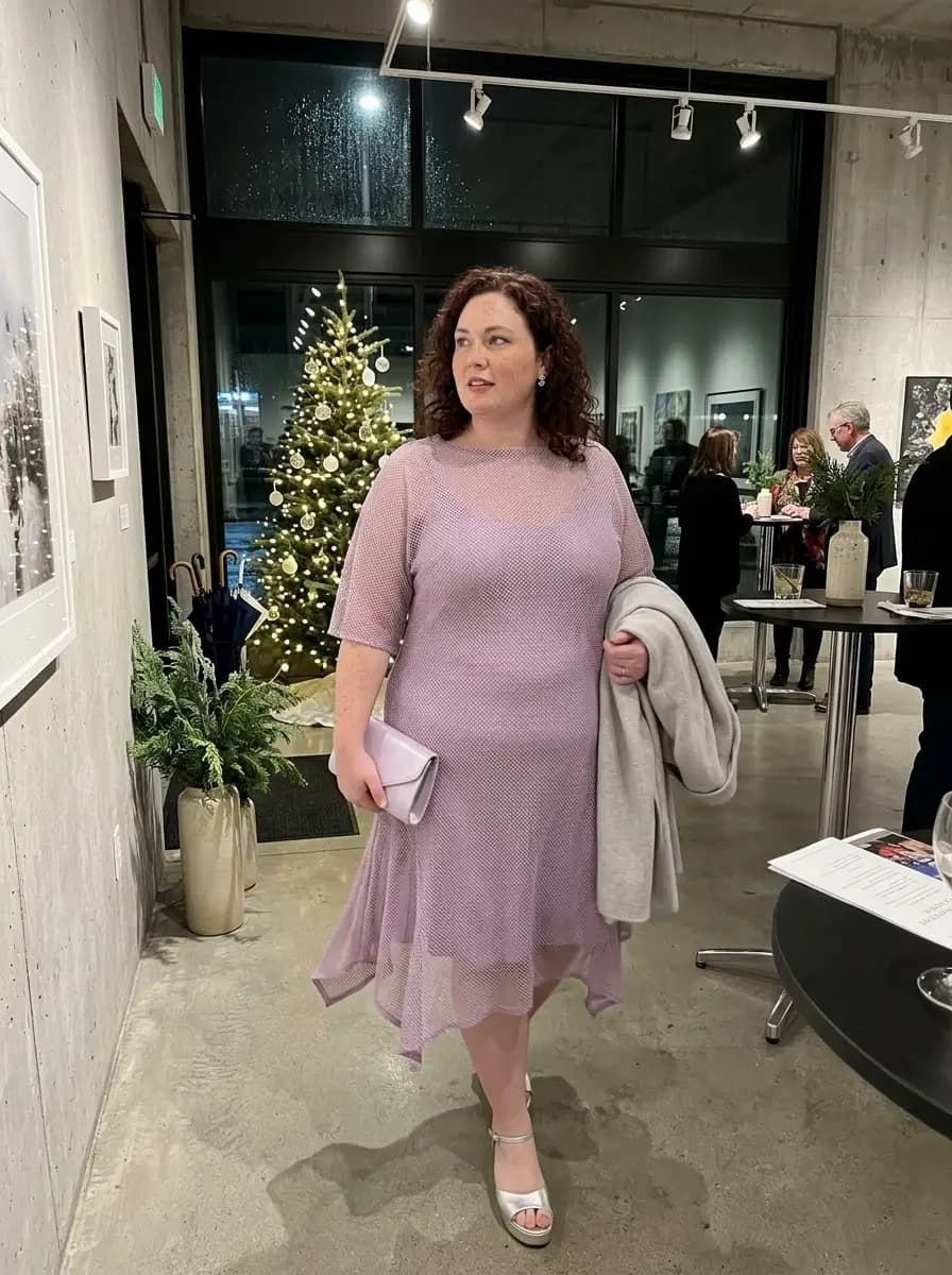 Lavender Mesh Overlay Dress