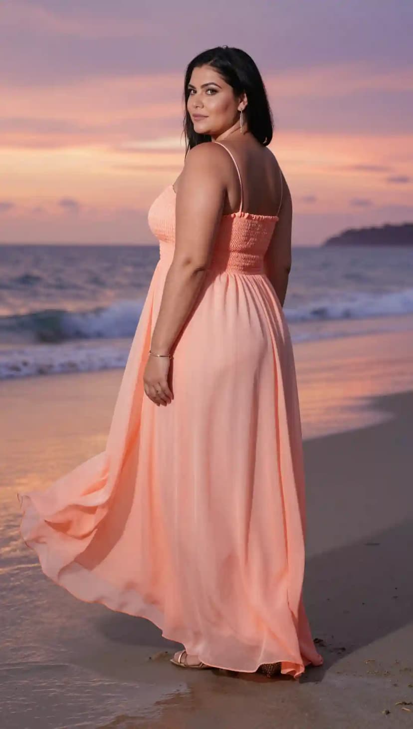 Peach Chiffon Maxi Dress