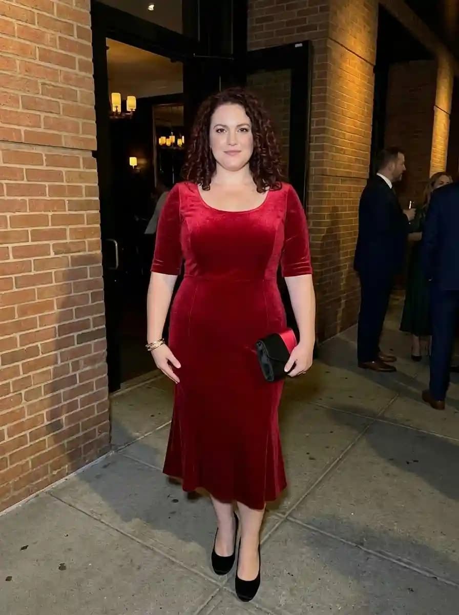 Deep Red Velvet Sheath Dress