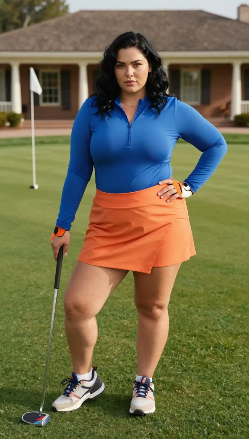 Royal Blue Quarter-Zip Top + Bright Orange Skort