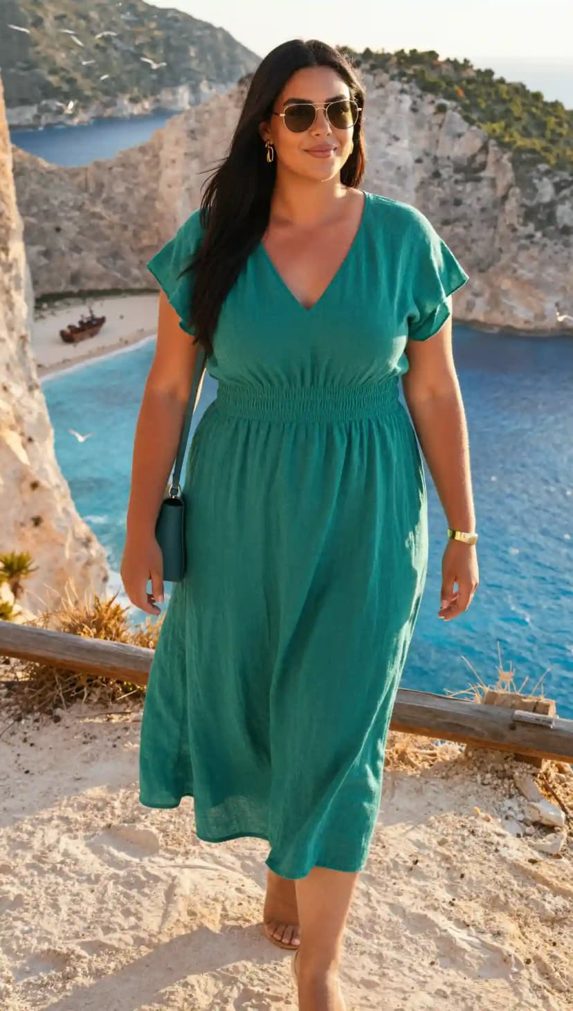 Teal Gauze Midi Dress