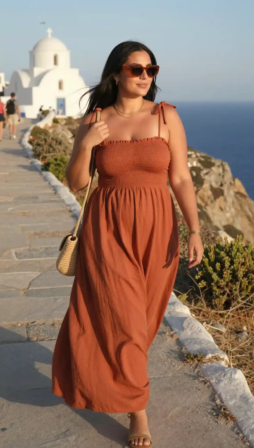 Terracotta Smocked Maxi Dress