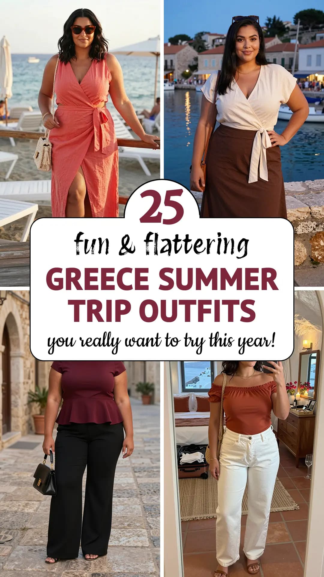 25 Stunning Greece Vacation Outfits for Plus Size Women (2026) | Chic Santorini Styles, Mykonos Beachwear & Breezy Mediterranean Looks for Curvy Travelers
