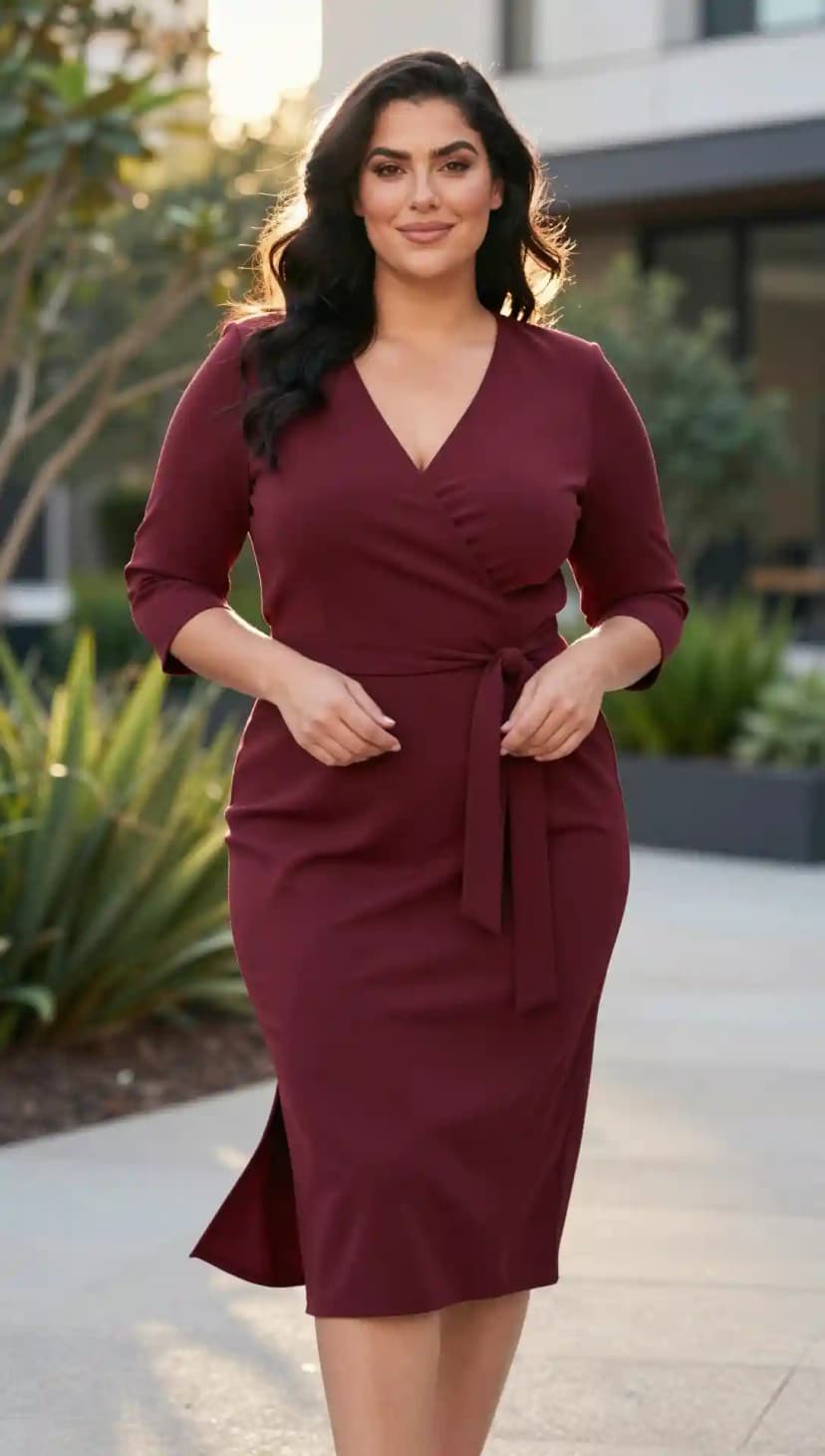 Maroon Wrap Dress + Green Wrap Dress