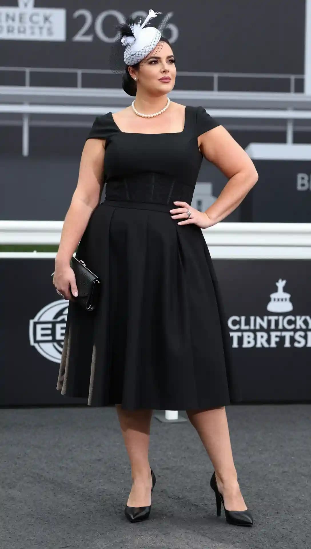 Black Ponte Fit-and-Flare Dress
