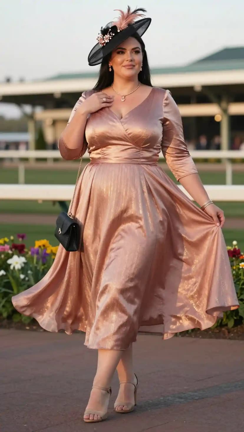 Rose Gold Metallic Midi Dress