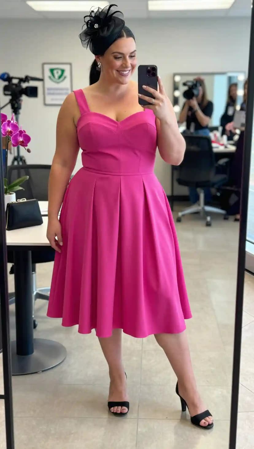 Pink Fit And Flare Dress
