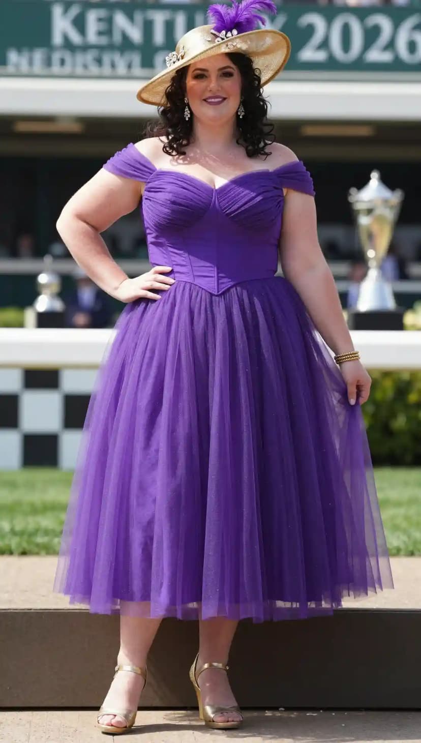 Purple Tulle Dress + Gold Strappy Heels
