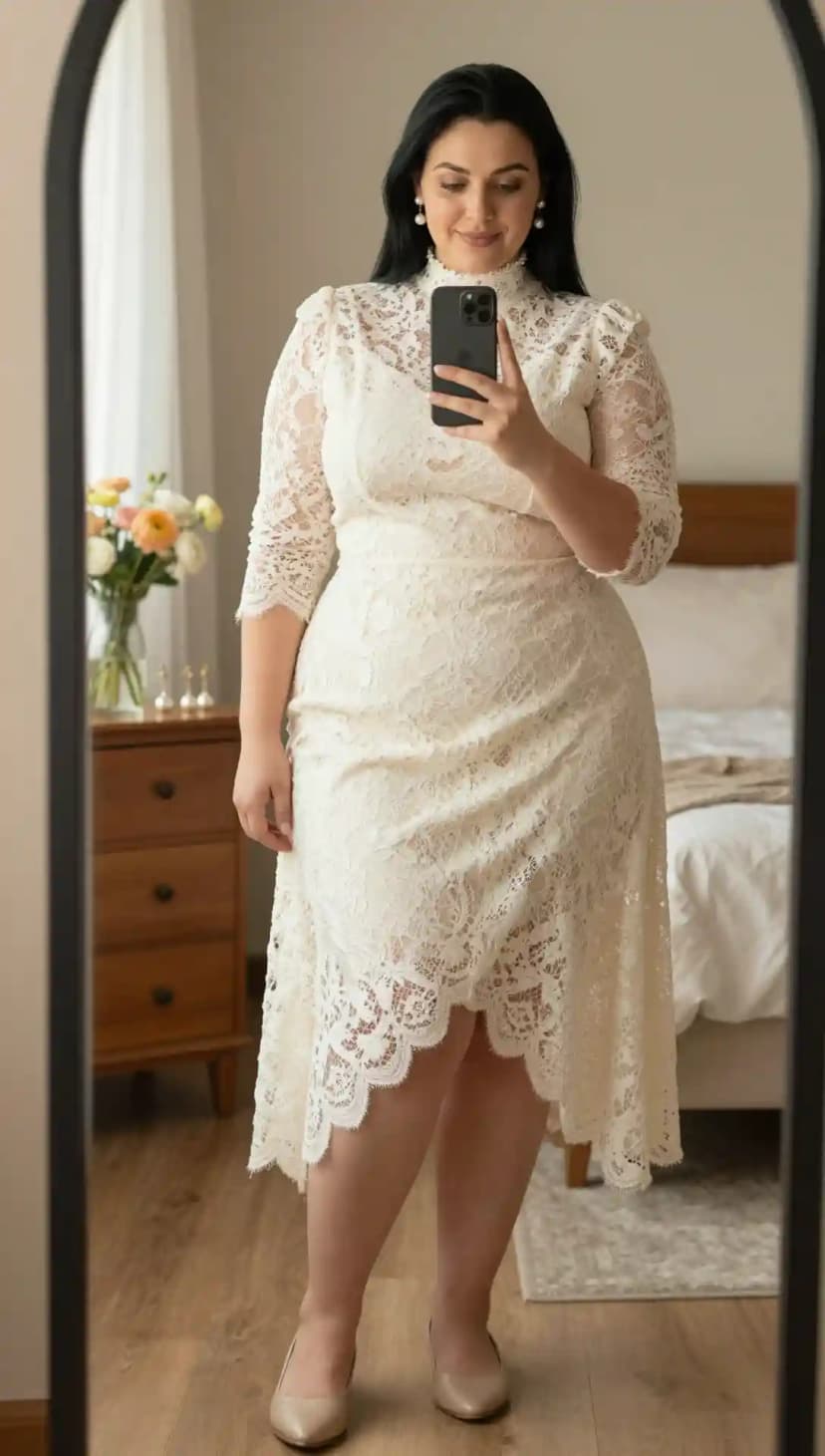 Ivory Lace Midi Dress