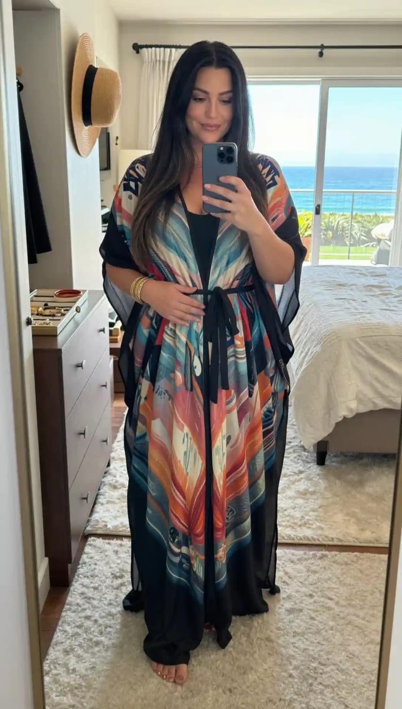 Black Chiffon Kimono + Black Tank Top