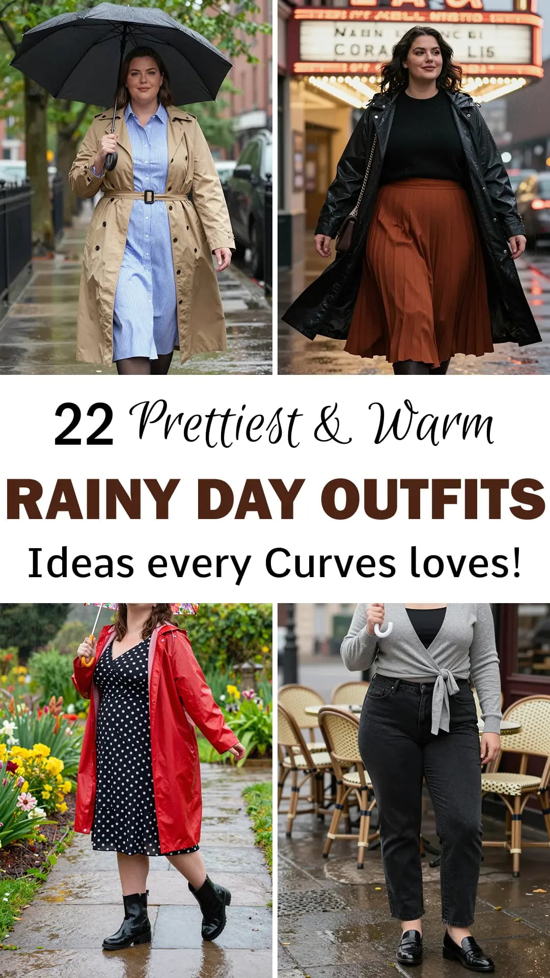 22 Stylish Rainy Day Outfits for Plus Size Curvy Women in 2026 | Chic Rain Gear, Trendy Trench Coats & Waterproof Styles for Every Occasion