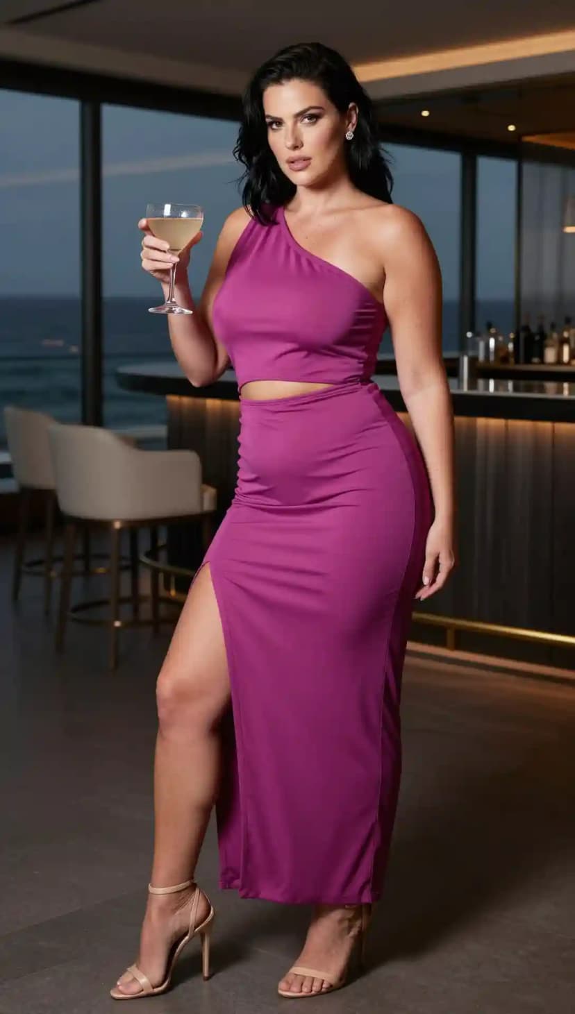 One-Shoulder Cut-Out Maxi Dress + Strappy Heels