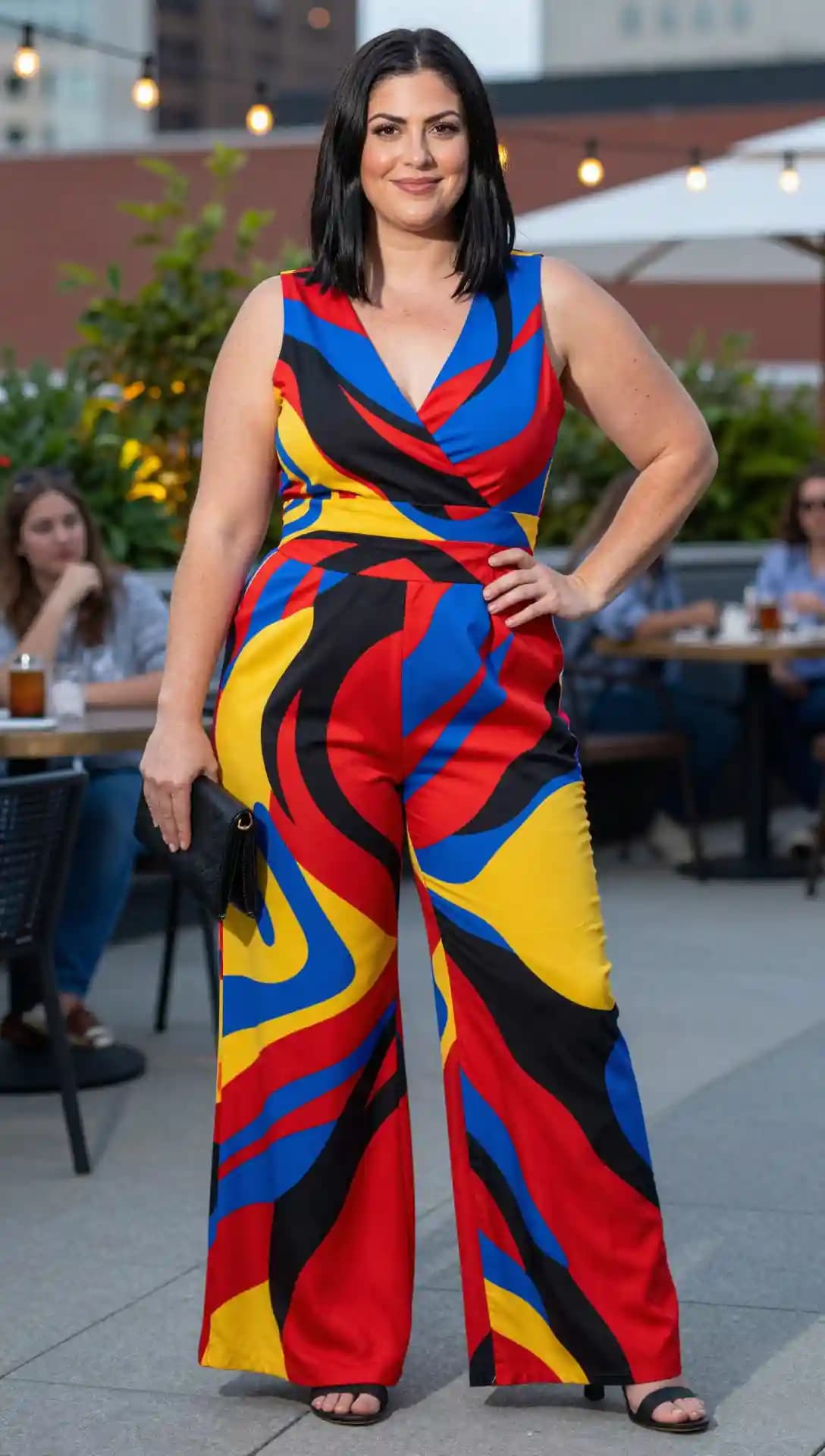Red Yellow Blue Graphic Print Jumpsuit