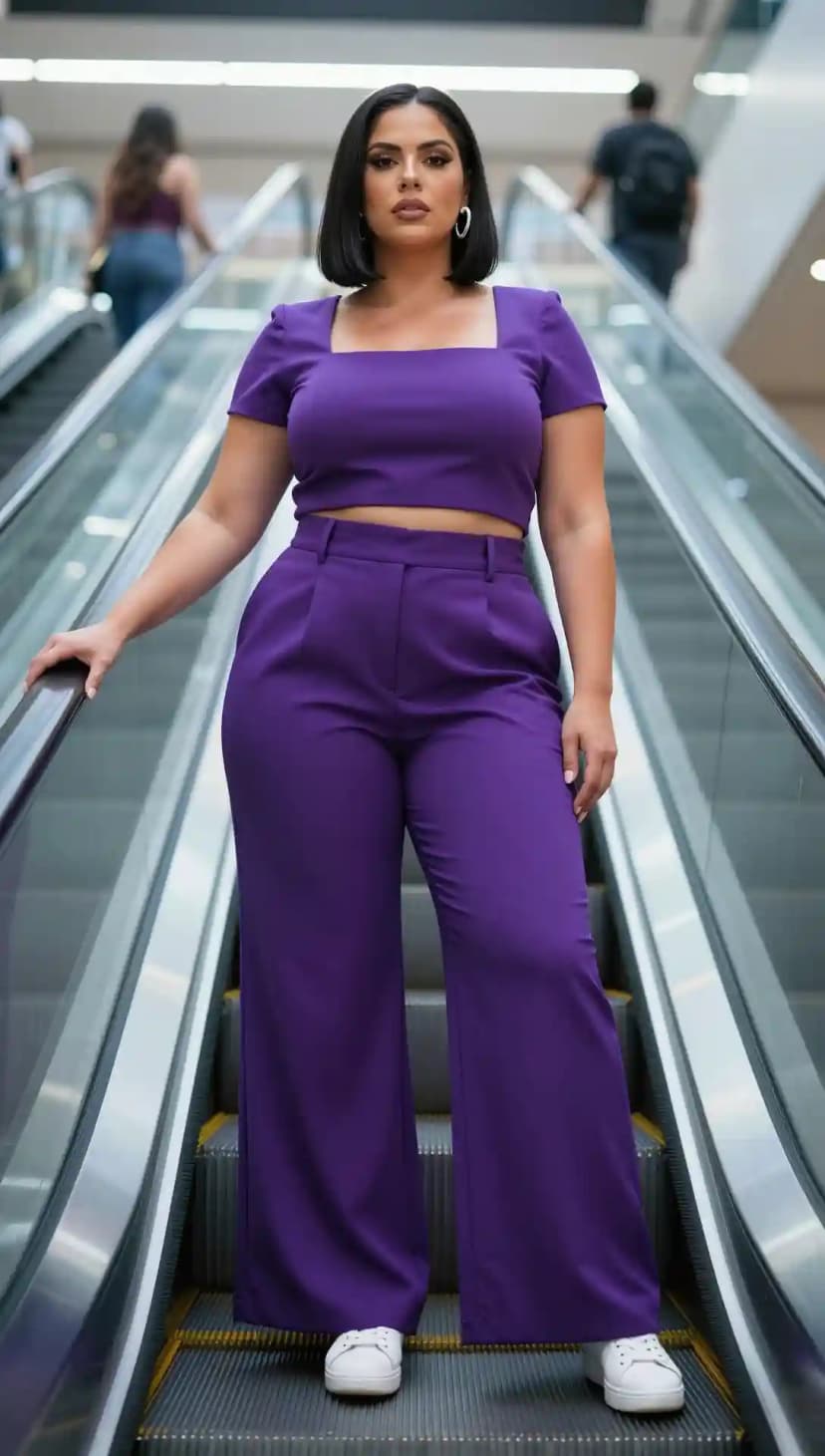 Purple Crop Top + Wide Leg Pants