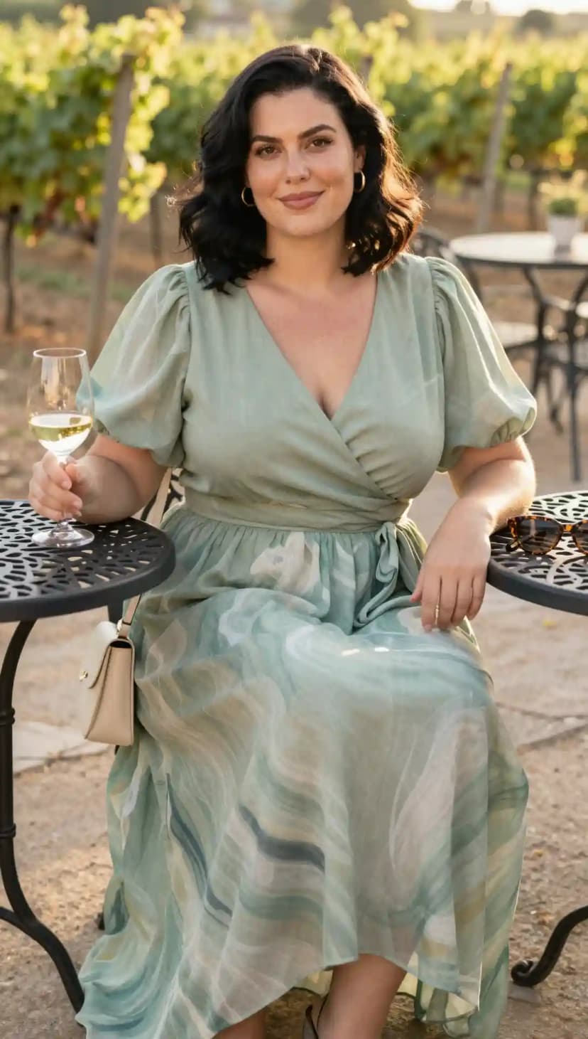 Sage Green Chiffon Wrap Dress