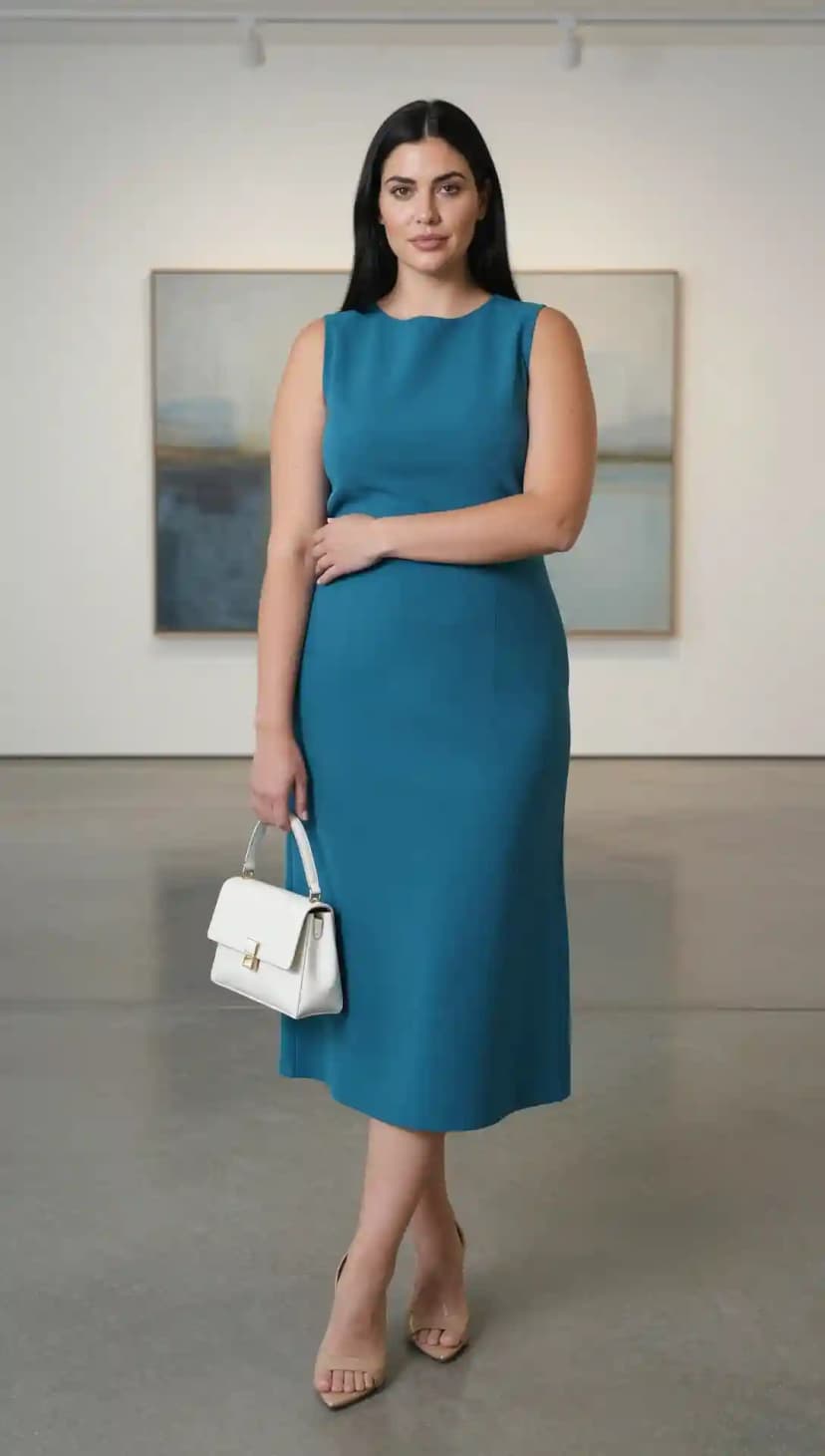 Teal Crepe Sheath Dress