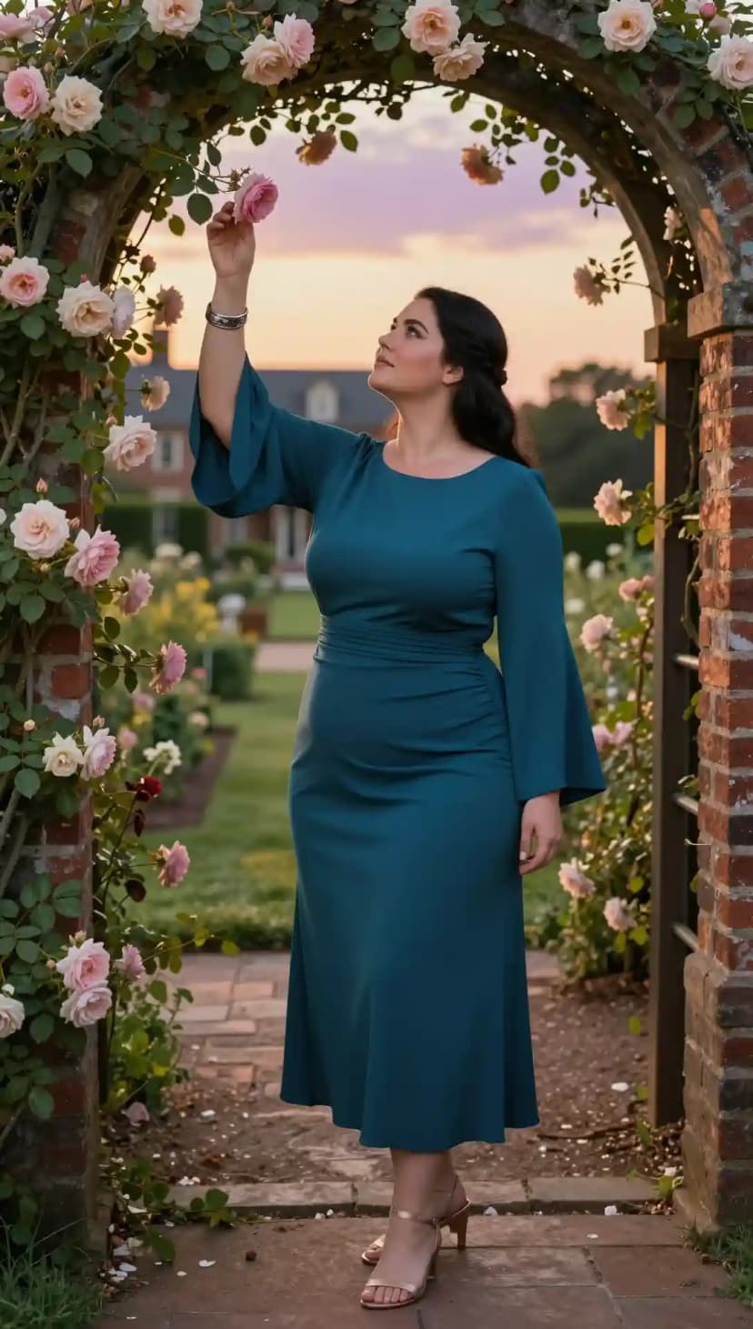 Teal Jersey Midi Dress