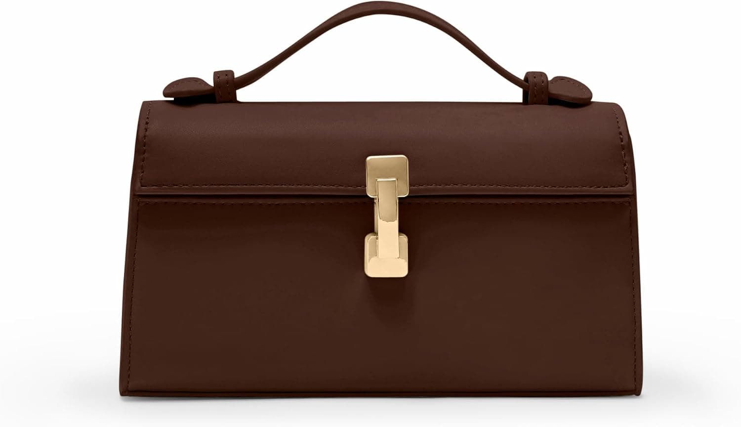 Dark-brown structured top-handle clutch — Color Choc