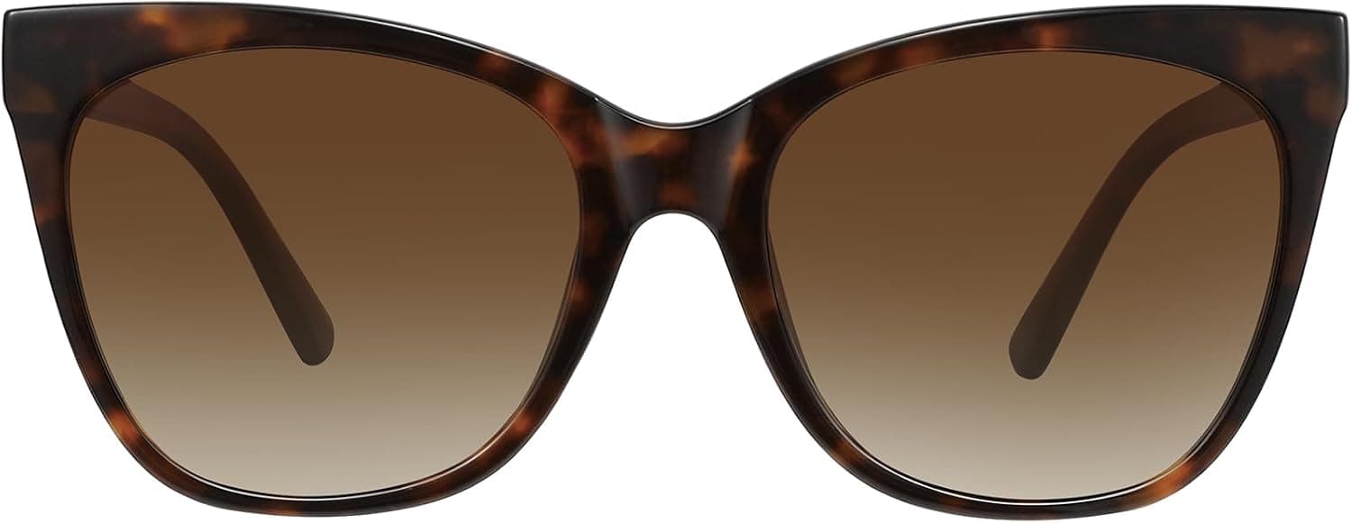 Brown-tortoise oversized cat-eye sunglasses — source-image match, plus-size frame