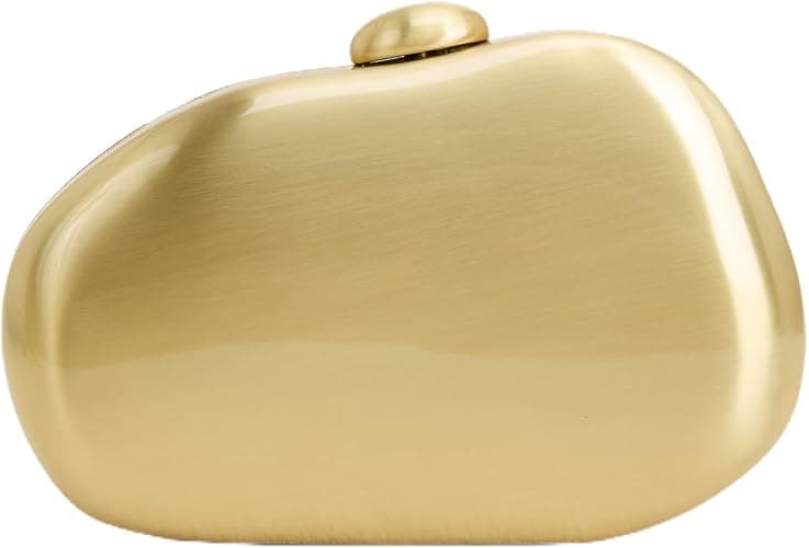 Gold metal-shell evening clutch