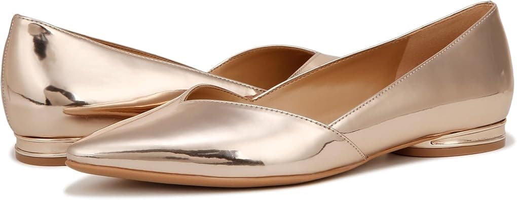 Rose-gold pointed-toe flats