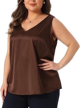 Dark-brown plus-size satin camisole