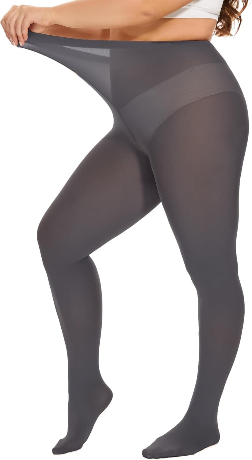 Dark-gray plus-size semi-opaque tights — sizes 1X–4X
