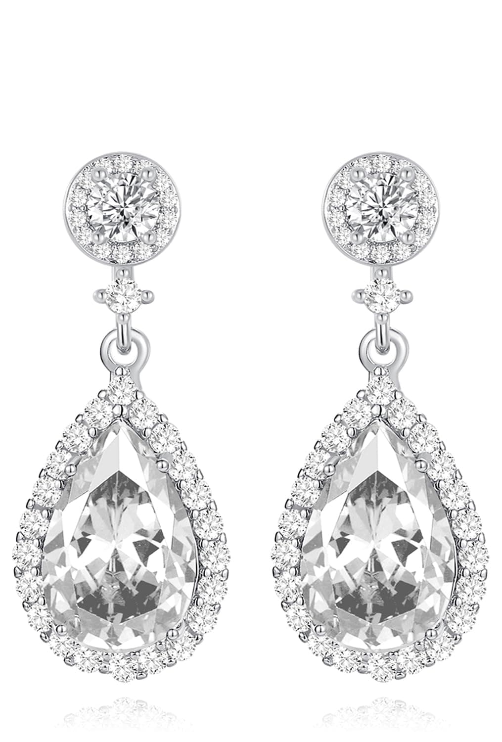 Silver diamond teardrop earrings