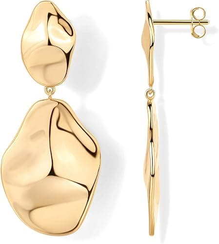Gold teardrop statement earrings