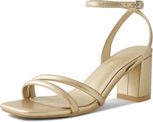 Gold strappy block-heel sandals
