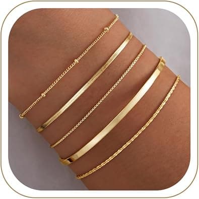 Dainty gold bracelet set