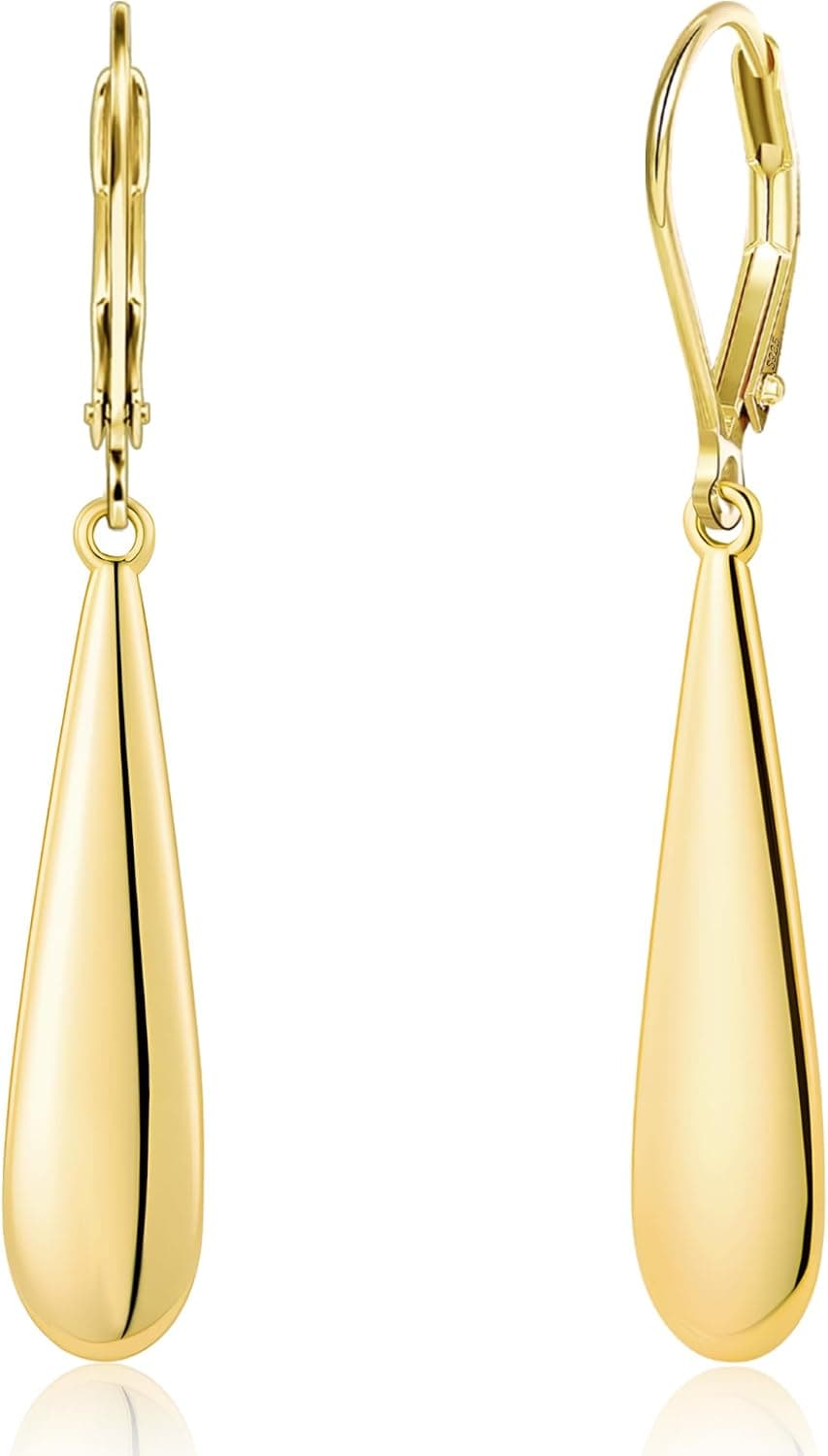 Gold teardrop drop earrings — 14K gold plated