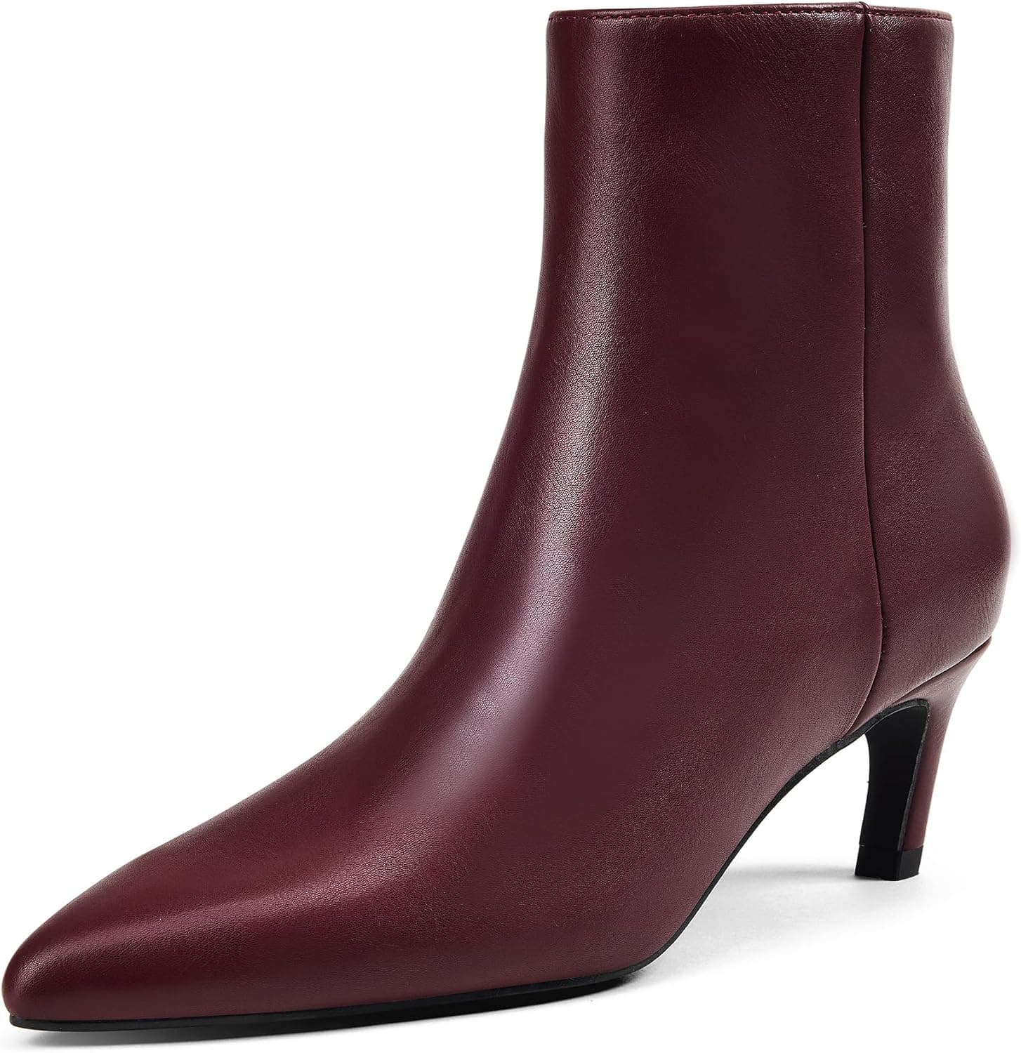 Matte-burgundy pointed ankle boots — sizes 6–11
