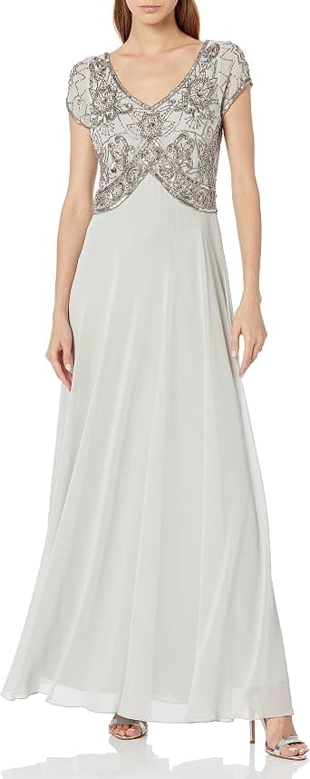 Silver multi-beaded plus-size sheath dress