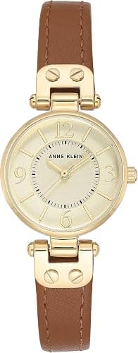 Gold-tone leather-strap watch