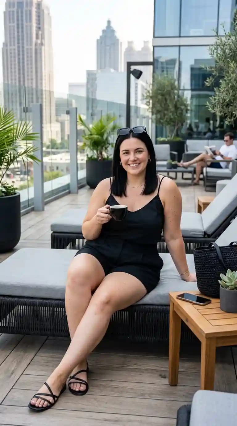 Black Camisole + Black Tailored Shorts