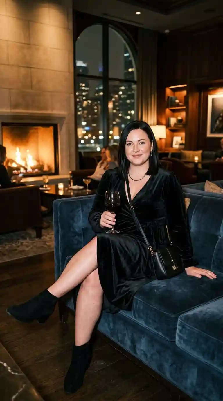 Black Velvet Wrap Dress