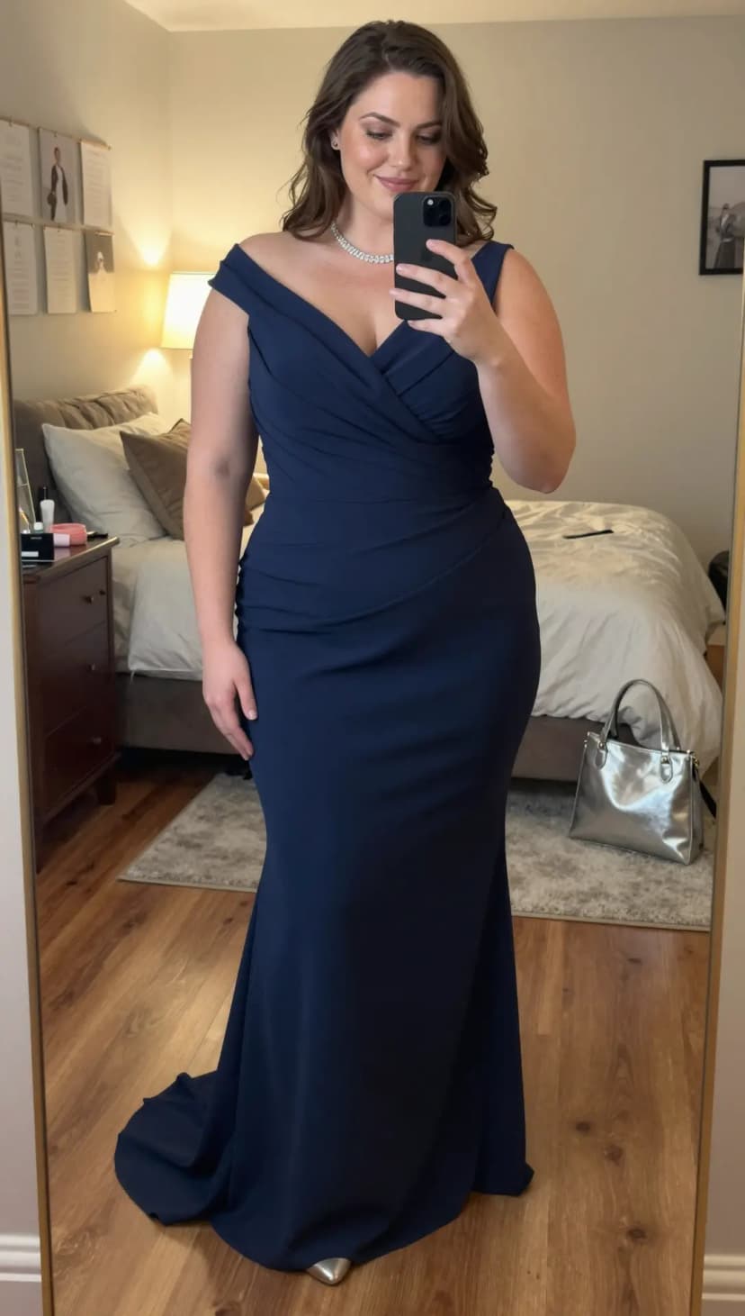 Navy Jersey Gown