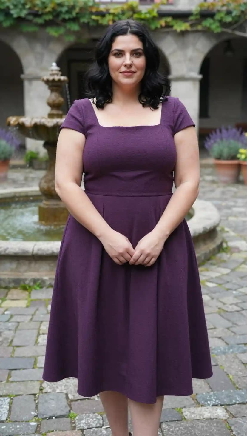 Purple Textured Fit-and-Flare Dress