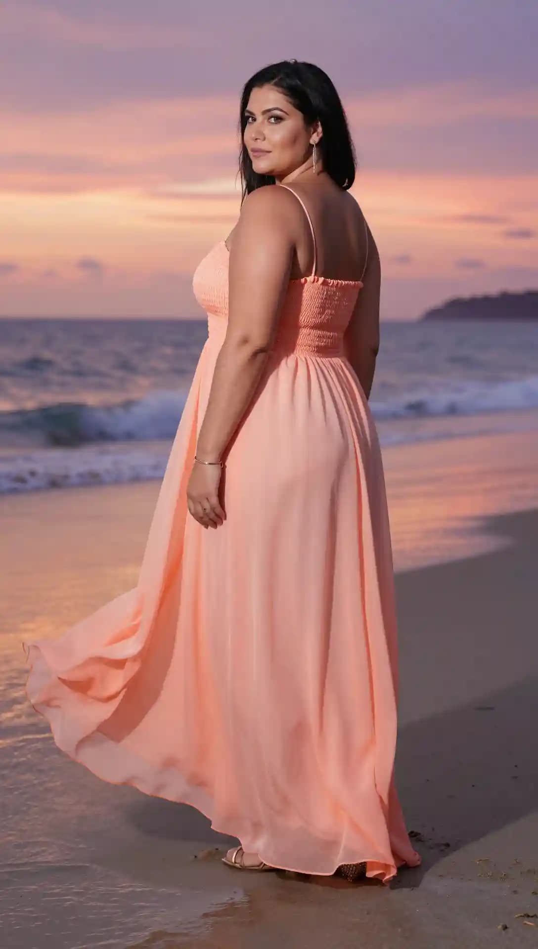 Peach Chiffon Maxi Dress