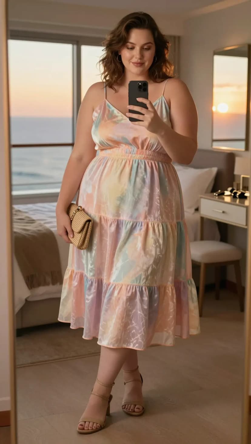 Pastel Tie-Dye Chiffon Midi Dress