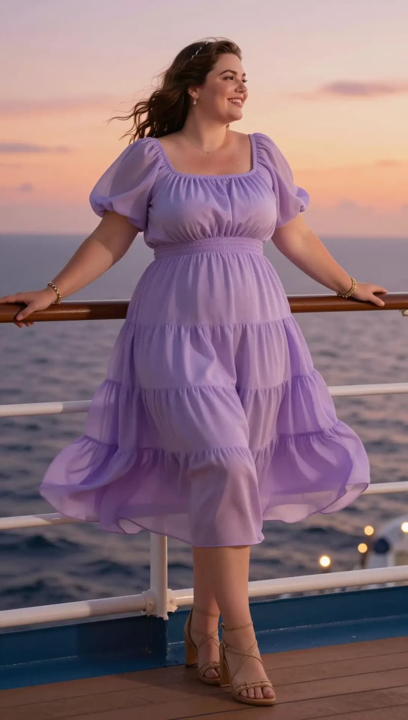 Lavender Chiffon Tiered Dress