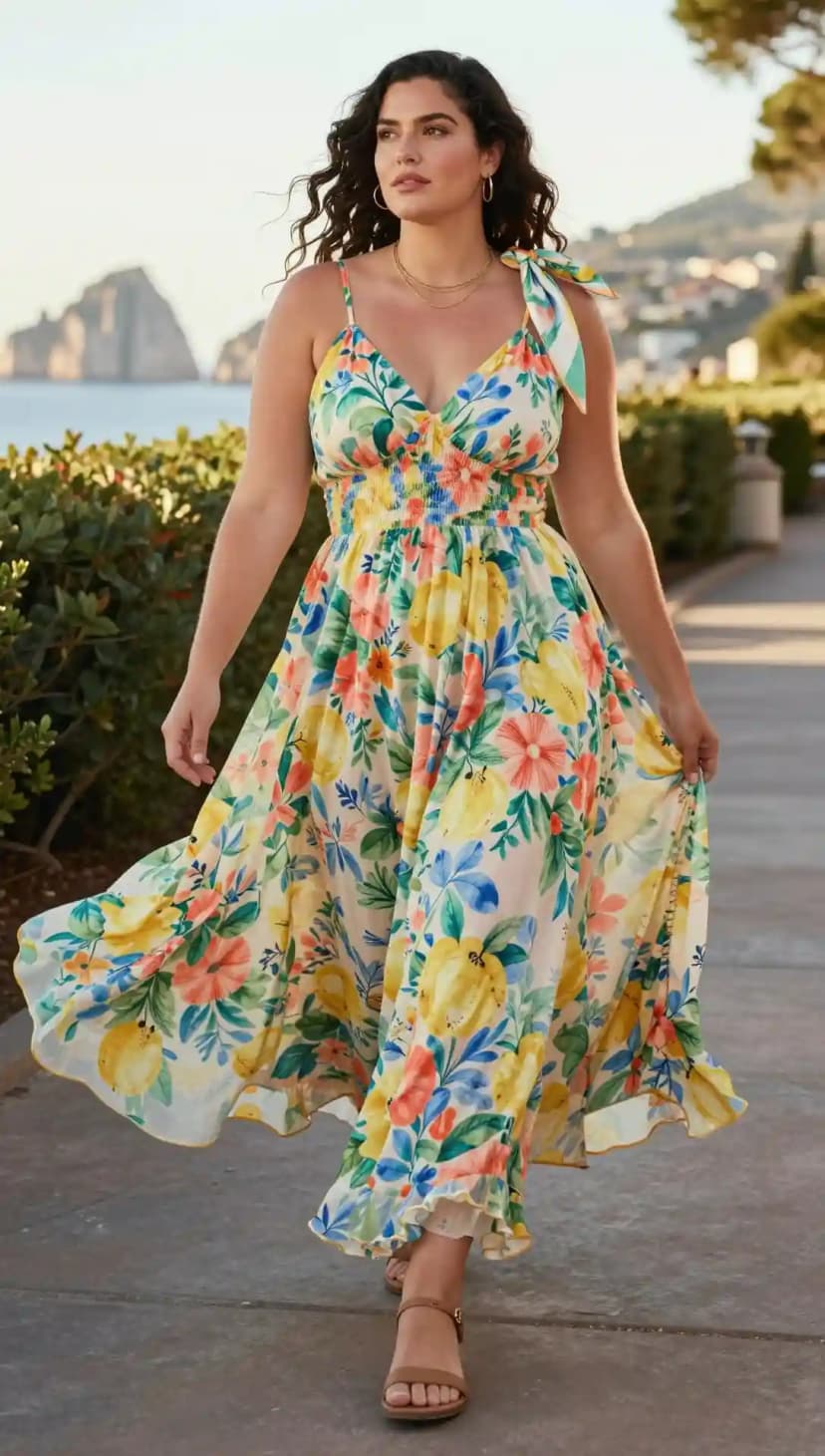Cream Floral Print Maxi Dress