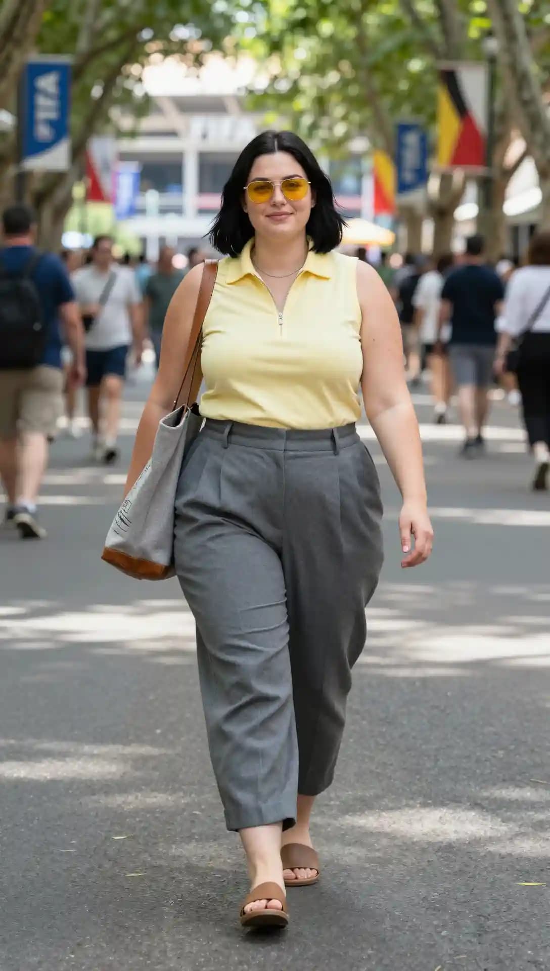 Yellow Collared Shirt + Grey Trousers