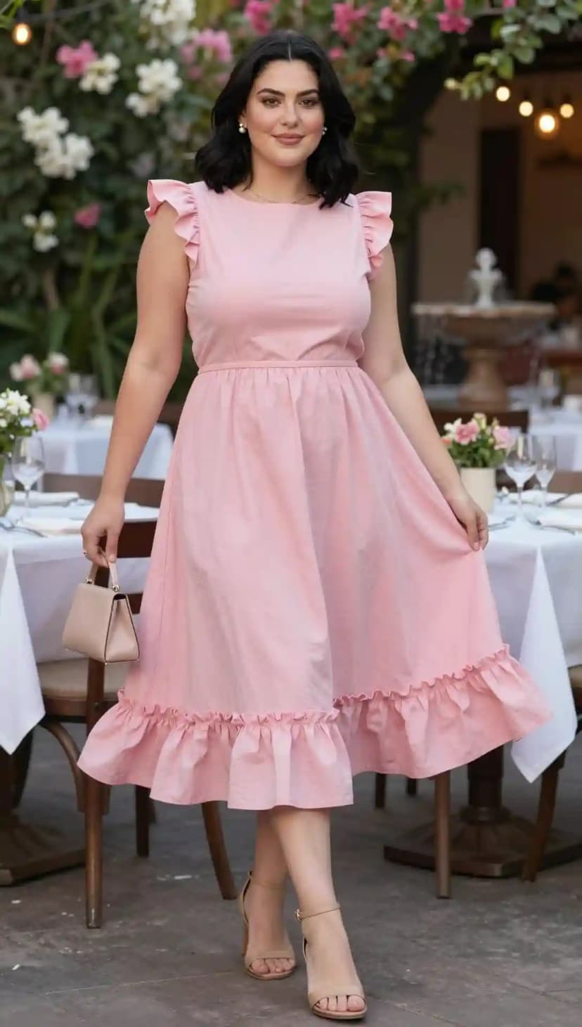 Pink Cotton Ruffle Dress