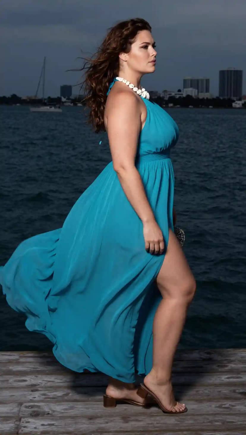 Teal Chiffon Maxi Dress